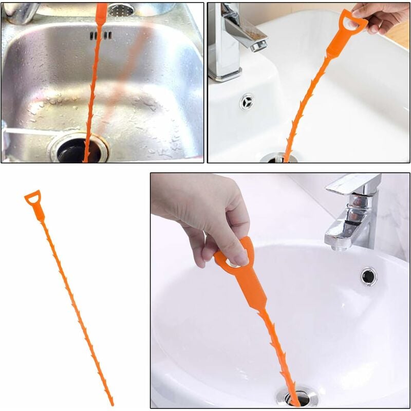 4 Pack Drain Snake Drain Clog Remover, 34 inch Stainless Steel Claw and 3 Pack 19. 7 inch Plastic Sink Unclogger Tool, Sink Drain Cleaner for Kitchen