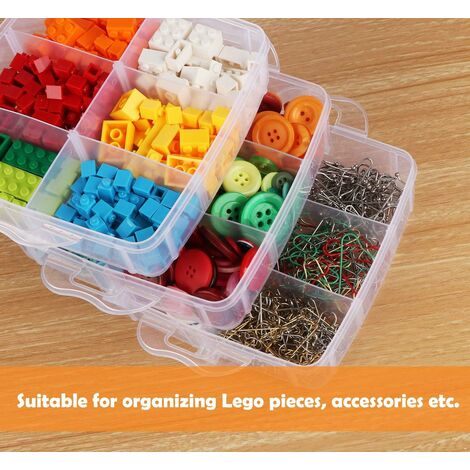 STOL Bead Storage Box, 3 Tier Sorter Plastic Carrying Storage Box with  Handle, Adjustable Plastic Sewing