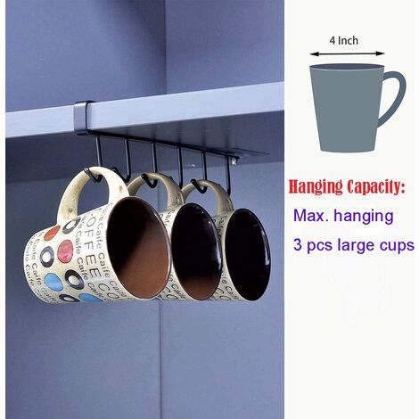 Mug Hooks Mug Holder Under Cabinet, Coffee Cups Holder Hanger no  Drilling,Kitchen Utensil Hooks,Storage Hooks for Cups/Kitchen Utensils/Ties