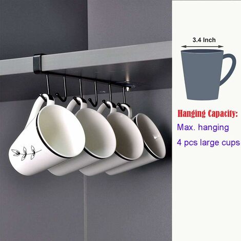 1pc Kitchen Cup Storage Rack With 12 Hooks, Under Cabinet Hanging Cup  Holder For Glass, Headphone, Towels, Household Storage Organizer For  Kitchen, Be