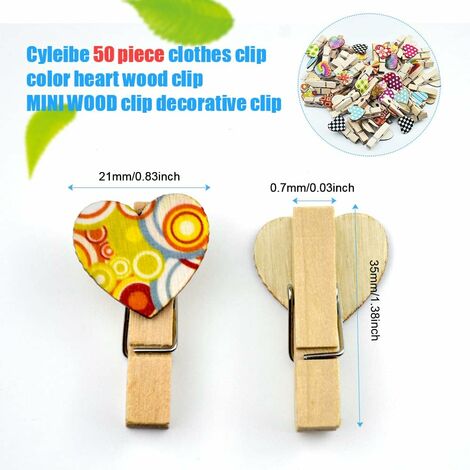 20pcs Random Heart-Shaped Photo Clips, Multicolor Mini Wooden Clips For  Party Photos