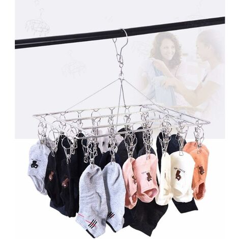 Clothes Drying Racks Small Folding Portable Underwear Hangers Hanging  Drying Rack with Clips Small Hanger 2 Pack Socks Hook for Drying Towels  Bras