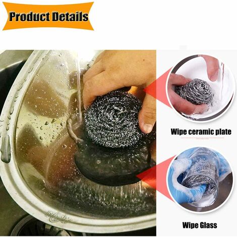 Kitchen Stainless Steel Wire Sponge for Pans - Pack of 4 - Metal Scrubbers  for Dish Cleaning - Scrubber for Pots Scouting Pad