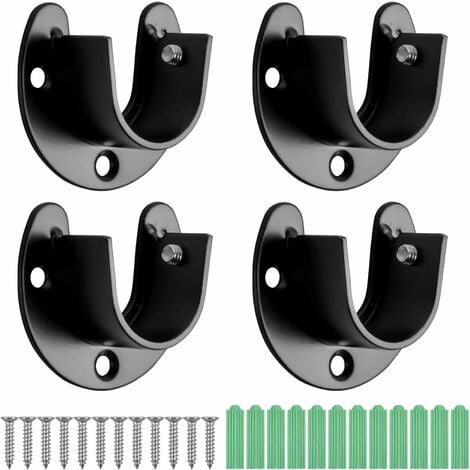 4Pcs U-Shaped Curtain Rod, 25Mm Curtain Closet Rod Bracket, Stainless ...