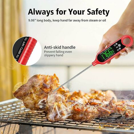 ThermoPro Digital Instant Read Meat Thermometer for Grilling Waterproof  Kitchen Food LCD Thermometer with Calibration & Backlight Smoker Oil Fry  Candy