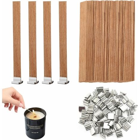 60 Pieces Wooden Candle Wicks Set with 60 Candle Wicks Natural Wood Candle  Wicks for Candle Making Crafts