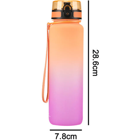 Gradient Color Plastic Portable Large Capacity Sports Water Bottle With  Straw, Matte Finish Triple Set, Suitable For Men And Women, Black