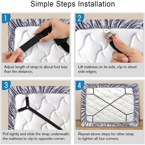 STOL 2Pcs Adjustable Long Bed Sheet Holder Straps Bed Sheet Clips
