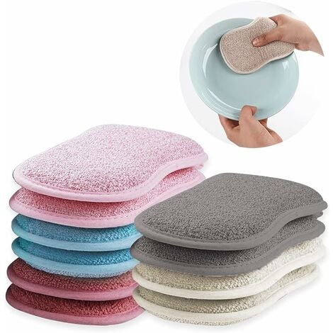 STOL 10 Pack of Anti-Scratch Double-Sided Abrasive Microfiber Cleaning  Sponges for Versatile Cleaning of Dishes, Pots and Pans All at Once (Five  Colors)