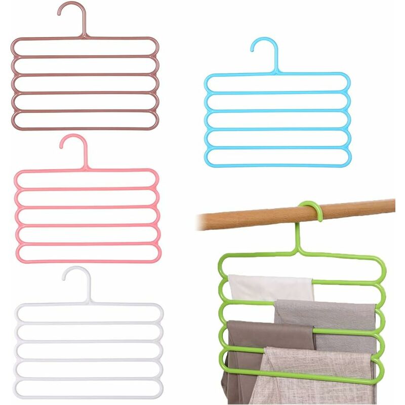 7730 Cloth Hanger 6 in 1 MultiLayer Hanging Mass Pants Rack Stainless   Deodap
