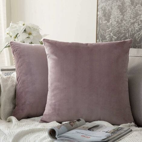 MIULEE Violet Throw Pillow Covers Corduroy Soft Soild Decorative Square  Cushion Covers 2 Pack