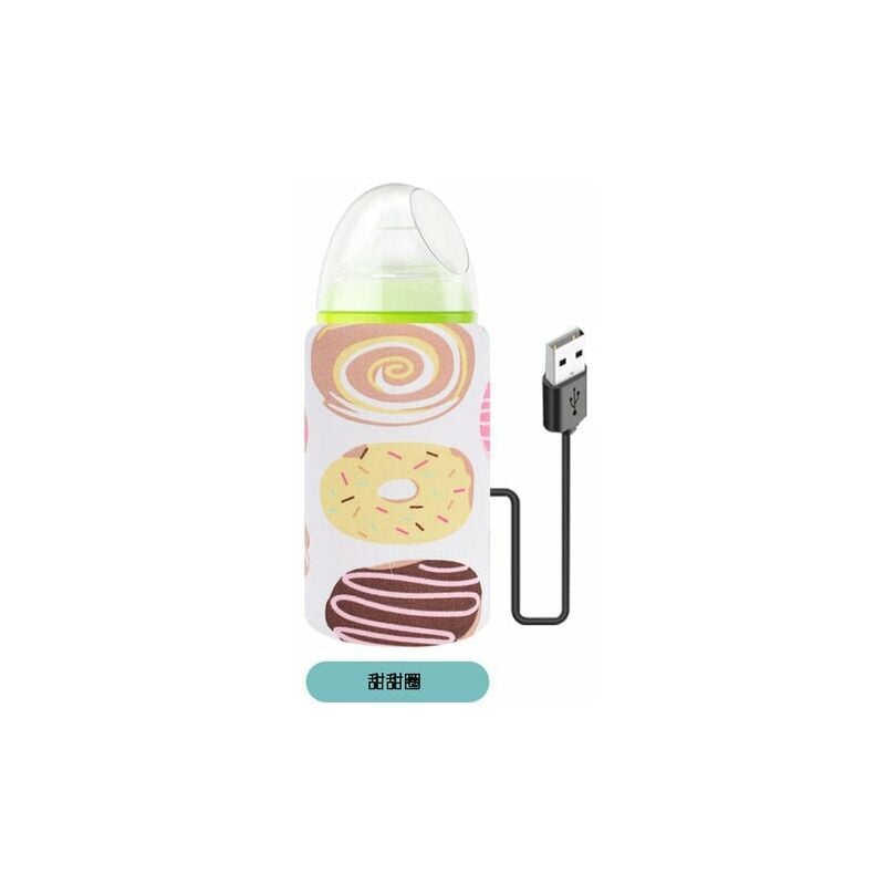 Insulation Thermostat for Travel Storage,Portable USB Baby Bottle Keep Warm  Cover,Warm Milk Holder for Baby Bottles and Donut Pattern Bottle Keep Warm