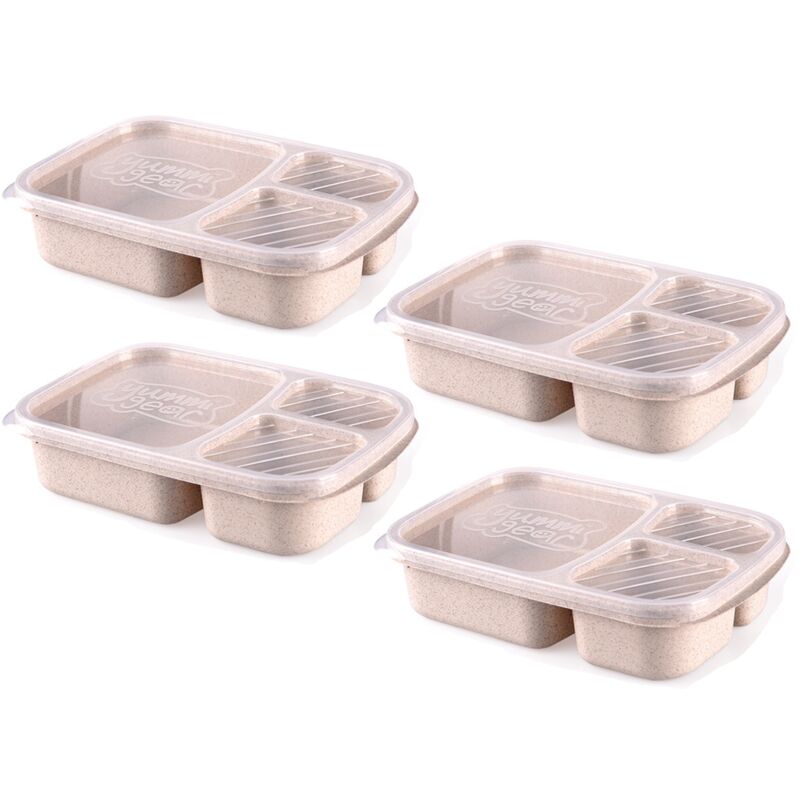 4PCS Bento Box Adult Lunch Box, Compartment Meal Prep Container for Kids, Lunch  Snack Containers with Utensils & Transparent Lids Reusable Food Storage Snack  Containers - Stackable for School, Work, and Travel