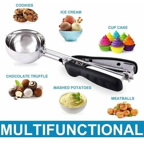 Ice Cream Scoop Set Stainless Steel Cookie Scoops With Trigger Release,  Cookie Dough Metal Cupcake Scoop Balls For Meatball, Melon, Muffin, Mashed  Pot