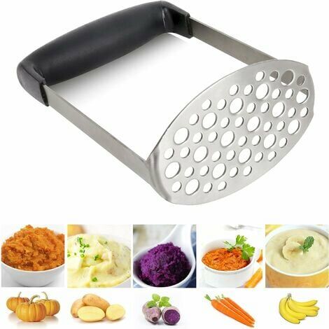 Silver & Blue Stainless Steel Potato Masher With Silicone Handle 17.8cm