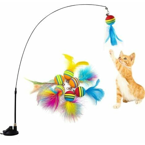 Rainbow Mouse Spring Cat Toy with Suction Cup