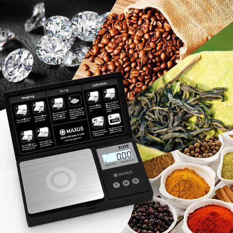  MAXUS Precision Pocket Scale 200g x 0.01g, Digital Gram Scale  Small Food/Jewelry Scale Ounces/Grains Scale with Backlit LCD, Great for  Travel: Home & Kitchen