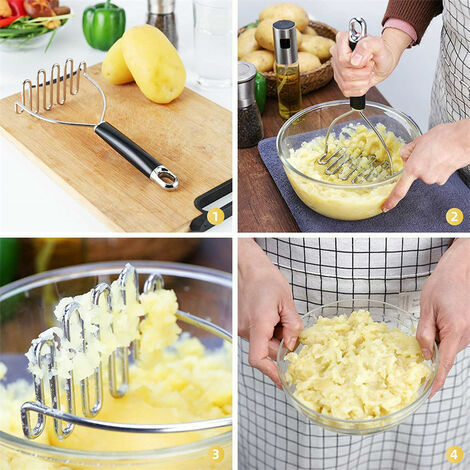 304 Stainless Steel Masher For Mashed Potatoes & Food Presser For Pumpkin  And Other Food & Handheld Kitchen Tool For Crushing Food