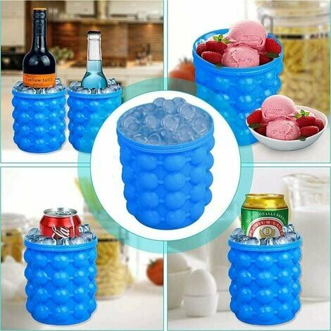 1pc Blue Silicone Ice Bucket, Household Ice Making Mold For Beer, Drink,  Champagne, Creative Ice Cube Maker