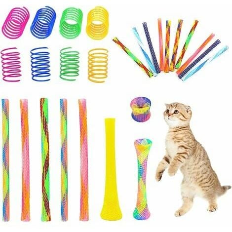 VOFKPR 30 Pcs Cat Spring Coil Spring Toy Cat Combination Colorful ...