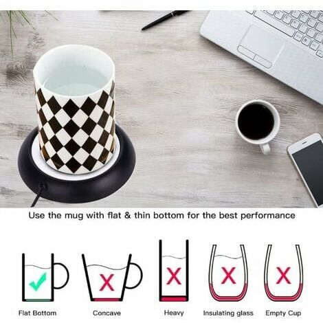 USB Wood Grain Cup Warmer Heat Beverage Mug Mat Home Office Desktop Heated  Coffee Tea Mug Pad(Black)