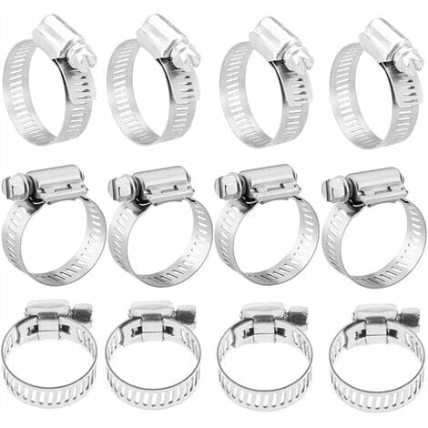 DRIVE - SYTEEM 12 Pcs Stainless Steel Clamps 6-12mm Adjustable ...