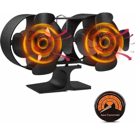 8 Blades Fireplace Wood Stove Fan, Dual Motor Heat Powered, with  Temperature Gauge for Wood, Wood Burner, Chimney - Efficient Heat  Distribution - MODOU