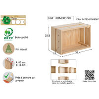Boîte Homebox ASTIGARRAGA en pin massif emboîtable et empilable 25,6x38,4x18 cm