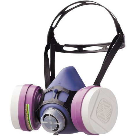 Honeywell – Demi-masque réutilisable Valuair – Protection contre poussières – Taille M – Harnais monobloc quatre points – Jupe ergonomique en élastomère