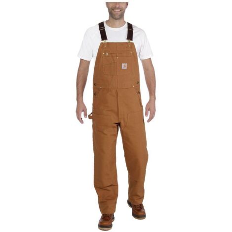 Carhartt – Salopette homme coton duck brut – Marron foncé – Taille 50 – Bretelles réglables – Poches multiples – Coutures triples