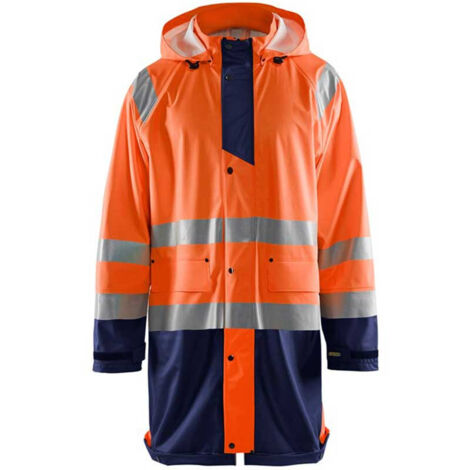 Veste de pluie haute visibilité niveau 1 4324 - Orange fluo/Marine L