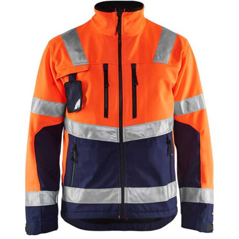 Veste de travail softshell haute visibilité 4900 - Orange fluo/Marine XL