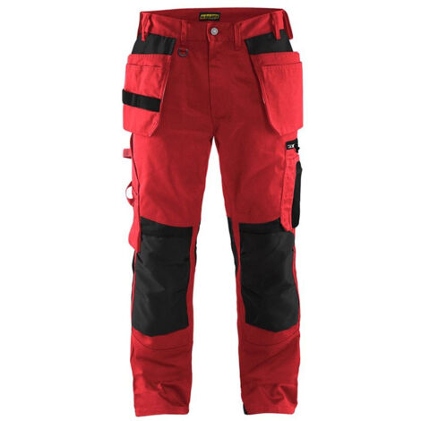 BLAKLADER Pantalon de travail artisan - 1555 - Rouge / Noir - 44 - Jambes courtes