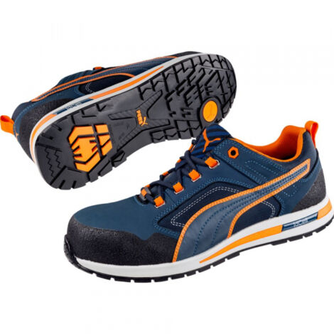 Puma – Baskets de sécurité basse CROSSTWIST LOW S3 HRO SRC bleu/orange – Coque fibre de verre 200J – Anti-perforation souple FAP – Doublure BreathActive
