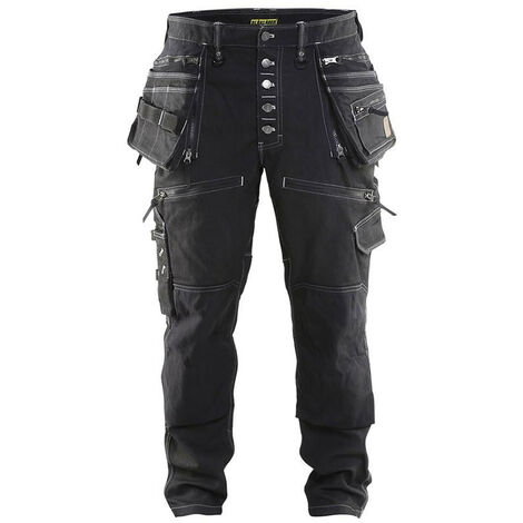 Blaklader – Pantalon de travail slim en Cordura stretch – Coupe cintrée – Poches genouillères renforcées – Taille 44 – Noir - X1900