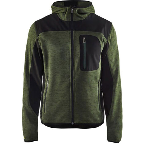 Veste tricotée à capuche homme BLAKLADER 4930 - Vert foncé / Noir - L