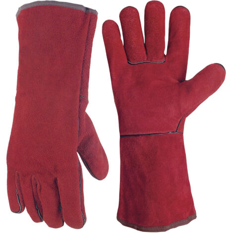 GYS – Gants de soudure en croûte de cuir 10 – Protection thermique jusqu'à 250°C – Résistance à l'abrasion 4/4 – Manchette large pour enfilage facile
