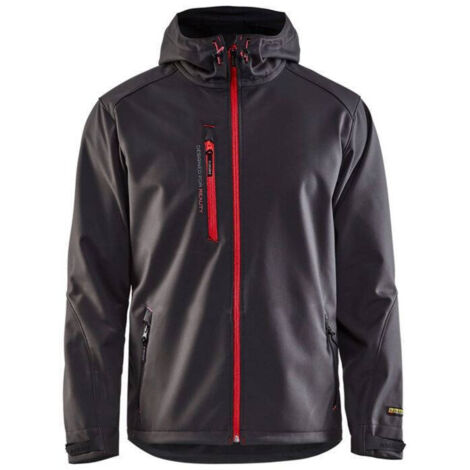 Veste de travail à capuche softshell BLAKLADER 4949 - Gris clair / Rouge - XL