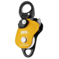 Petzl – Poulie bloqueur Pro Traxion – Réa gros diamètre en aluminium – Hissage charges lourdes – Ouverture triple action – Pour espaces confinés