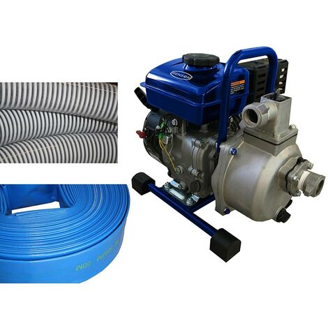 MOTOPOMPE EAUX CLAIRES 12M3/H AVEC FLEXIBLES ASPI ET REFOUL RENSON