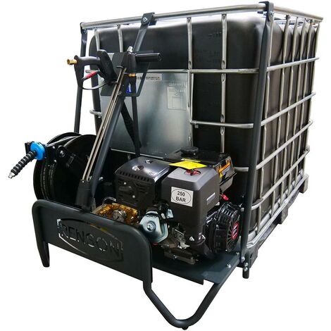 Renson – Nettoyeur haute pression thermique 250 bar – Débit 15 L/min – Réservoir IBC 1000L anti UV – Moteur Loncin G420F – Enrouleur 20m - IBC 250 B