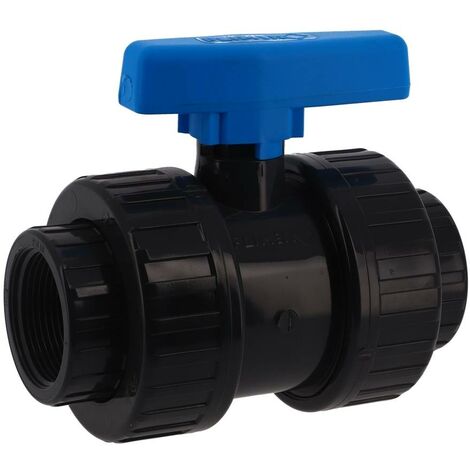 VANNE DOUBLE UNION POIGNEE GRISE PVC BVE FF 1''1/2 RENSON