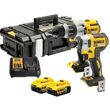 Dewalt DCK276P2 18V XR Brushless 2 Piece Kit with 2x 5.0Ah Batteries ...