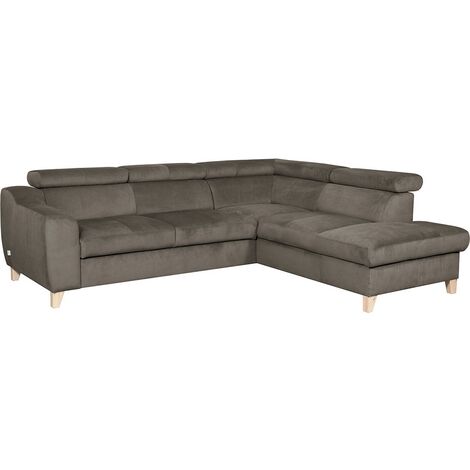 Canapé d'angle en tissu luxe 5 places, ASHLEY, taupe, angle droit (vu de face) (1/5)