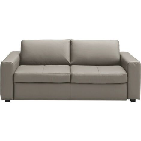 Canapé 3 places convertible en cuir italien de luxe CORAIL, GRIS CLAIR (1/5)