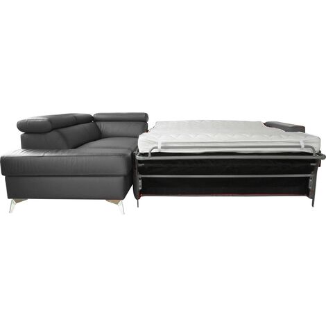 Canapé d'angle relax en cuir de luxe italien avec relax électrique, 5  places bertoni, noir, angle gauche - Mobilier Privé