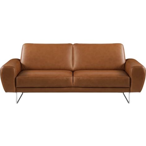 Canapé 2 places en 100% TOUT cuir italien de prestige, SPENCER, marron cognac (1/5)