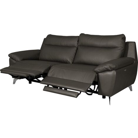 Canapé taille 3 places avec 2 relax en 100% tout cuir épais de luxe italien avec 2 relax électriques, PERINI, anthracite (1/5)