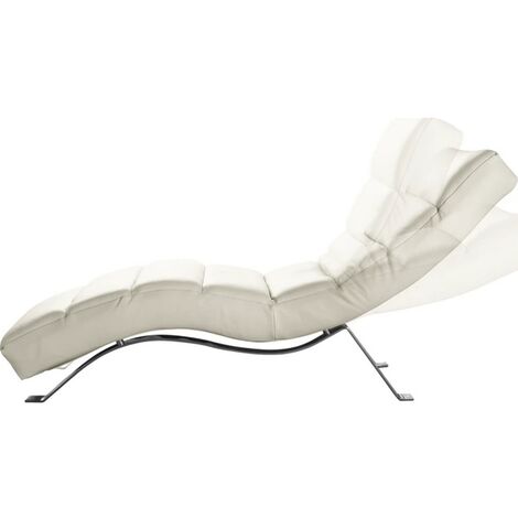 Chaise longue réglable multipositions, en cuir de luxe italien, SWEET, blanc cassé (1/5)