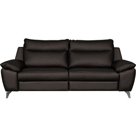Canapé taille 3 places avec 2 relax en 100% tout cuir épais de luxe italien avec 2 relax électriques, PERINI, chocolat (1/5)